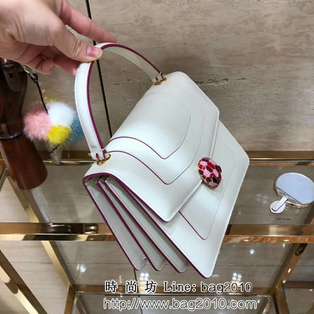 BVLGARI寶格麗 原單品質 最新款蛇頭扣環 奶白色 時尚手提肩背包 38329 FYD1297